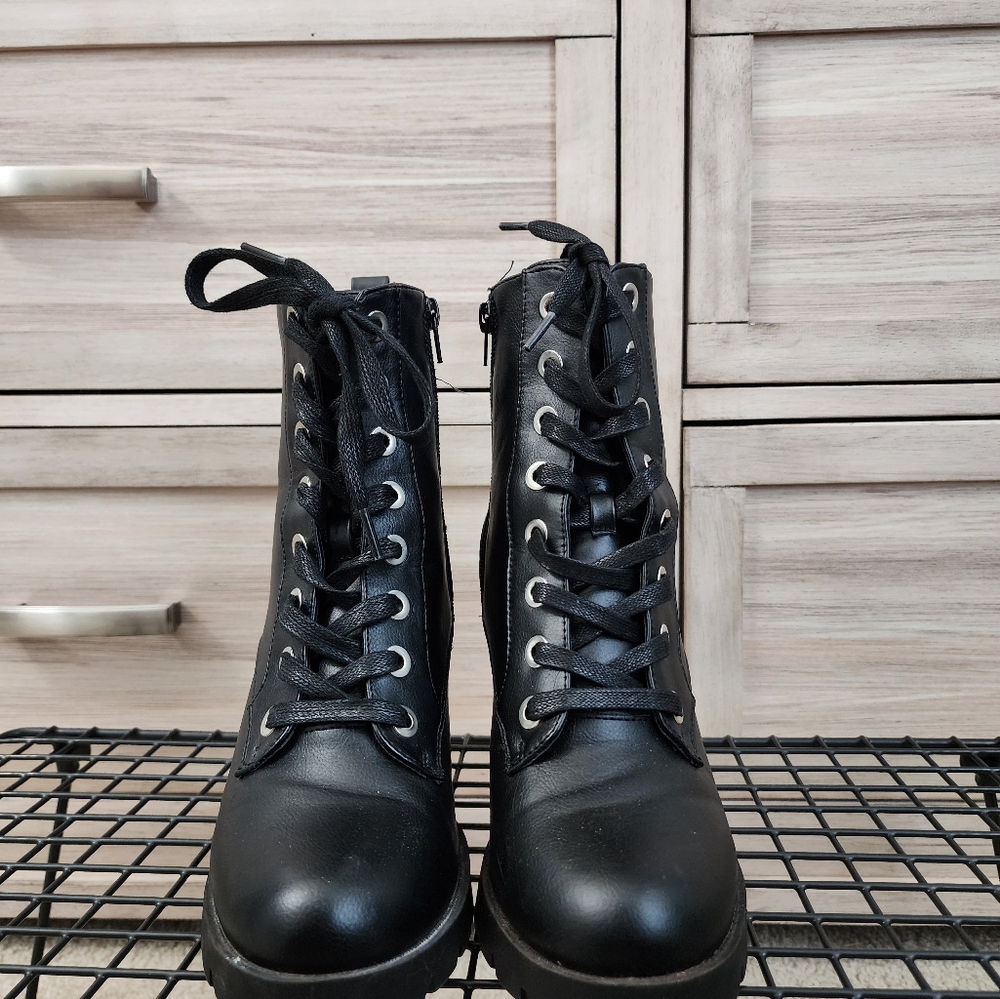 Black Lace-Up Ankle Boots